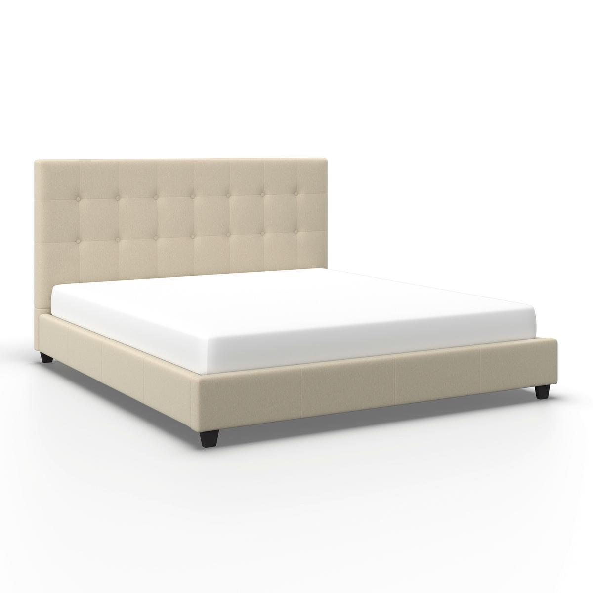 Manželská postel FREDERICO, 180x200, béžová - černá/krémová, Moderní, kompozitní dřevo/textil (180/200cm) - Bessagi Home