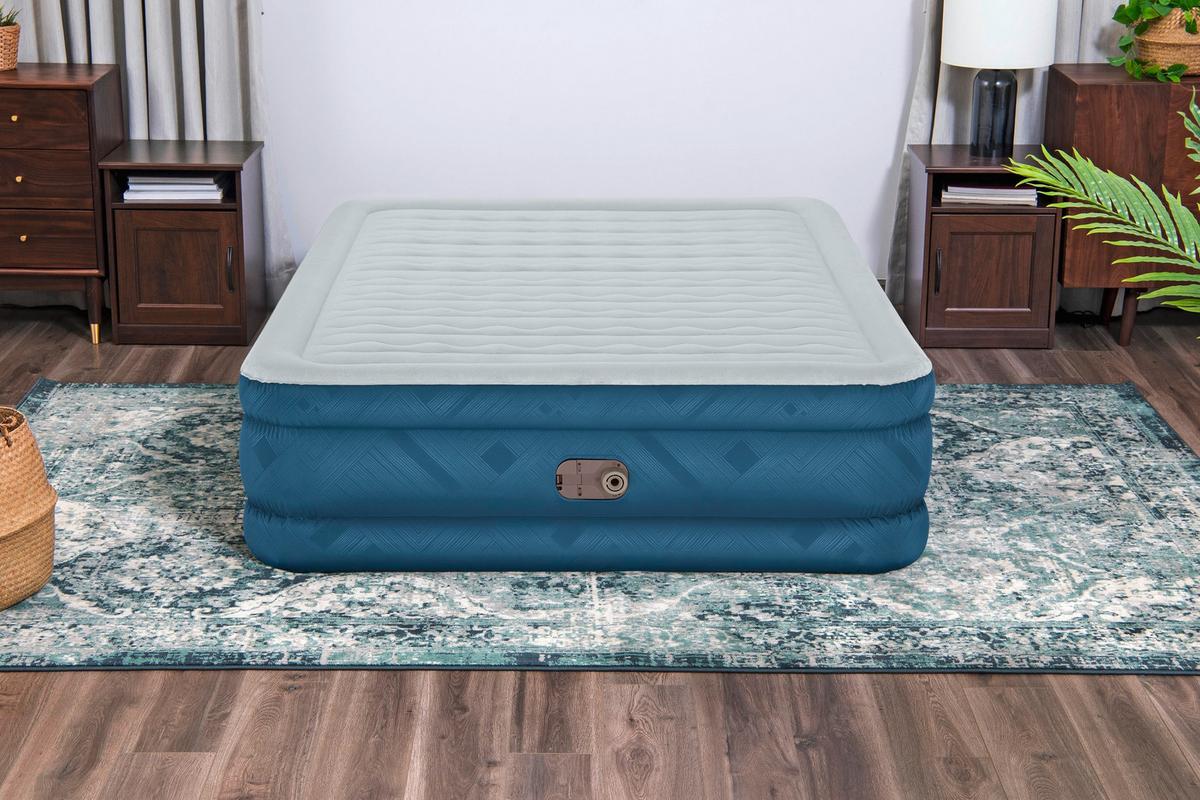 Luftbett Andrea 203x152x46 Cm Bis 350kg, Inkl. Pumpe - Grau/Hellblau, KONVENTIONELL, Kunststoff/Metall (203/152/46cm) - Bestway