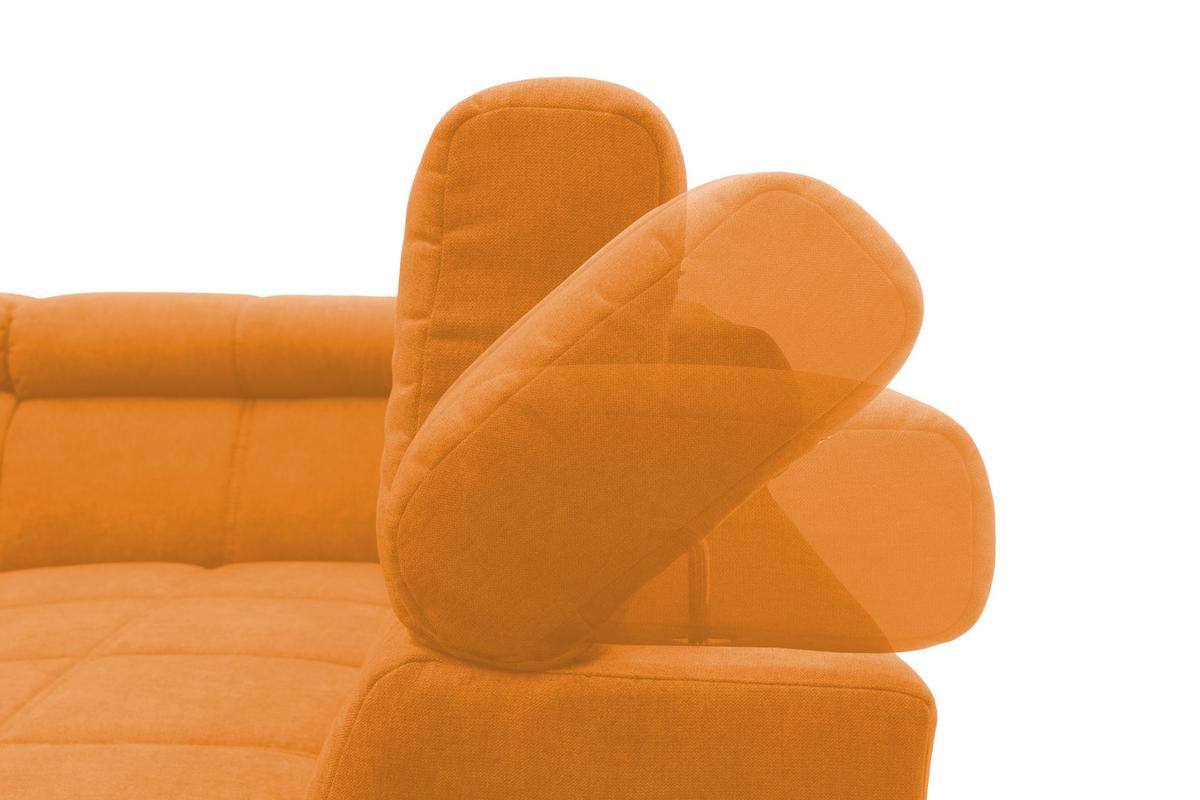 Wohnlandschaft Brandon Kopfteilverstellung Orange - Schwarz/Orange, Design, Textil (175/359/228cm) - MID.YOU