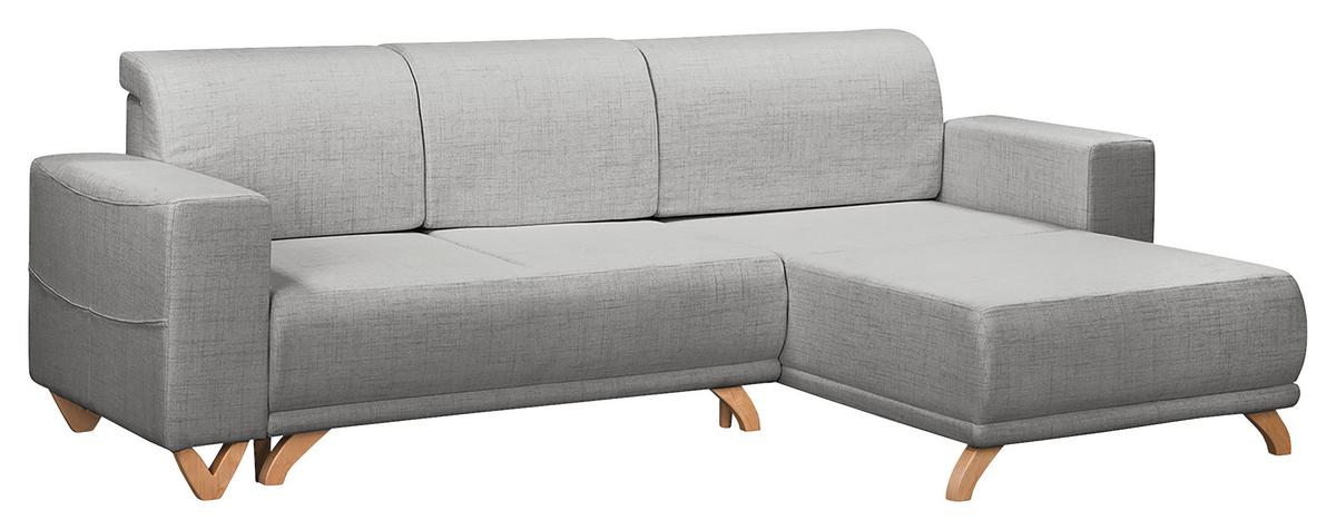 Ecksofa Bella Grau S: 257x174 cm - Wengefarben/Grau, Design, Textil (257/174cm) - Livetastic