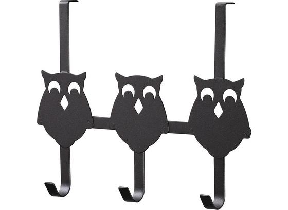 Hakenleiste Eule 3 - Schwarz, Metall (32/25/8,2cm) Hakenleiste Eule 3 - Schwarz, Metall (32/25/8,2cm)