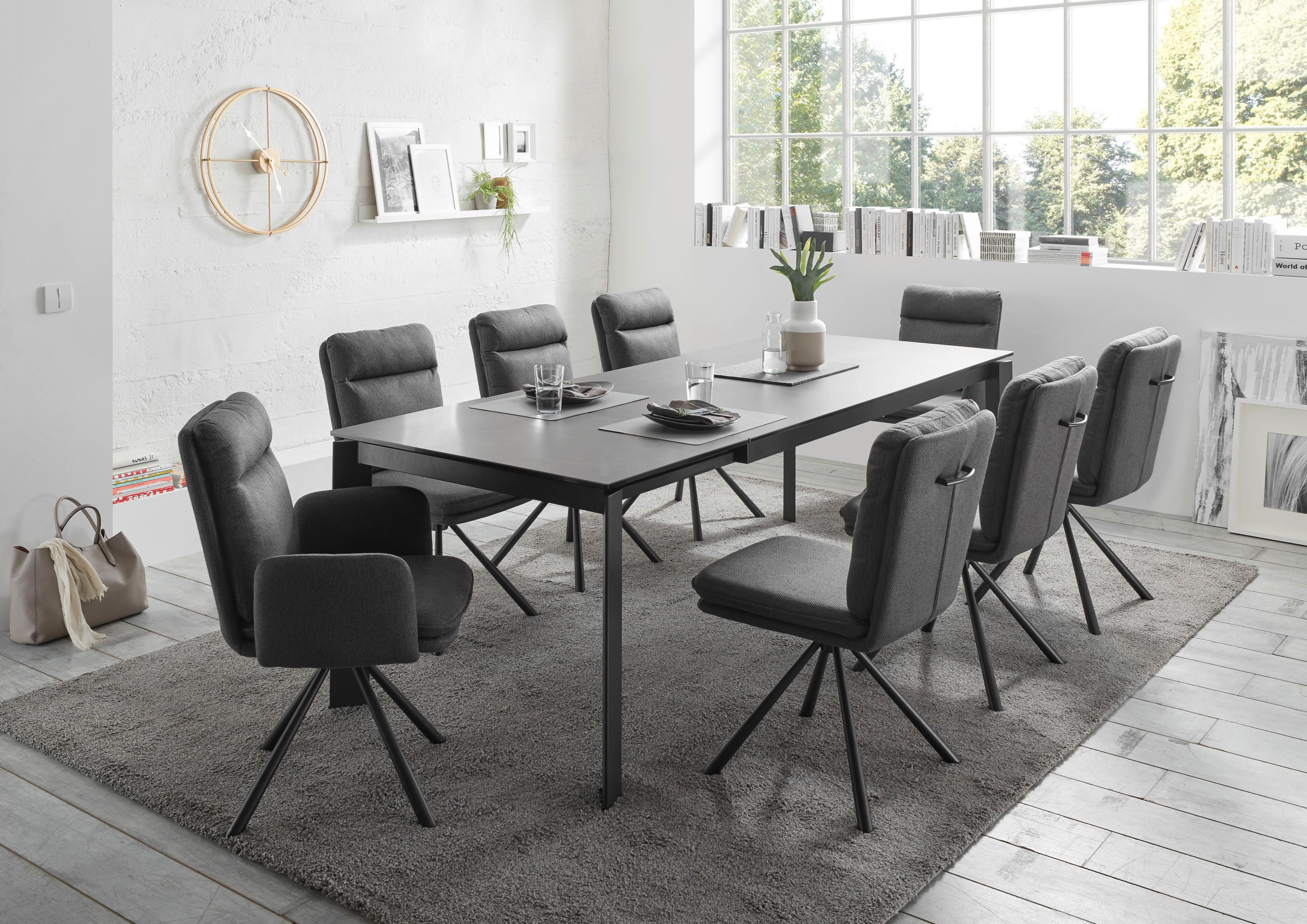 Esstisch Paul - Anthrazit, KONVENTIONELL, Glas/Keramik (180-240/95/76cm) - Livetastic