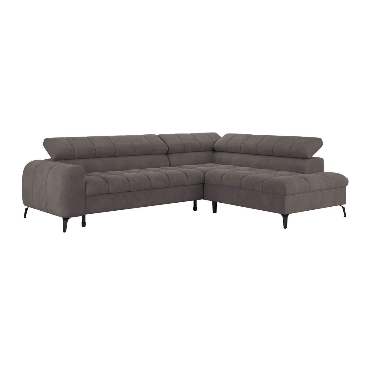 Ecksofa Volf Rechts New Graphitfarben, S: 261x203 cm - Dunkelgrau/Schwarz, Trend, Kunststoff/Textil (261/203cm)