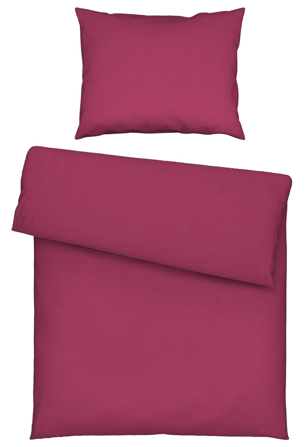 Seersucker Bettwäsche 140x200 Cm Milena Baumwolle Beere - Beere, KONVENTIONELL, Textil (140/200cm) - Luca Bessoni