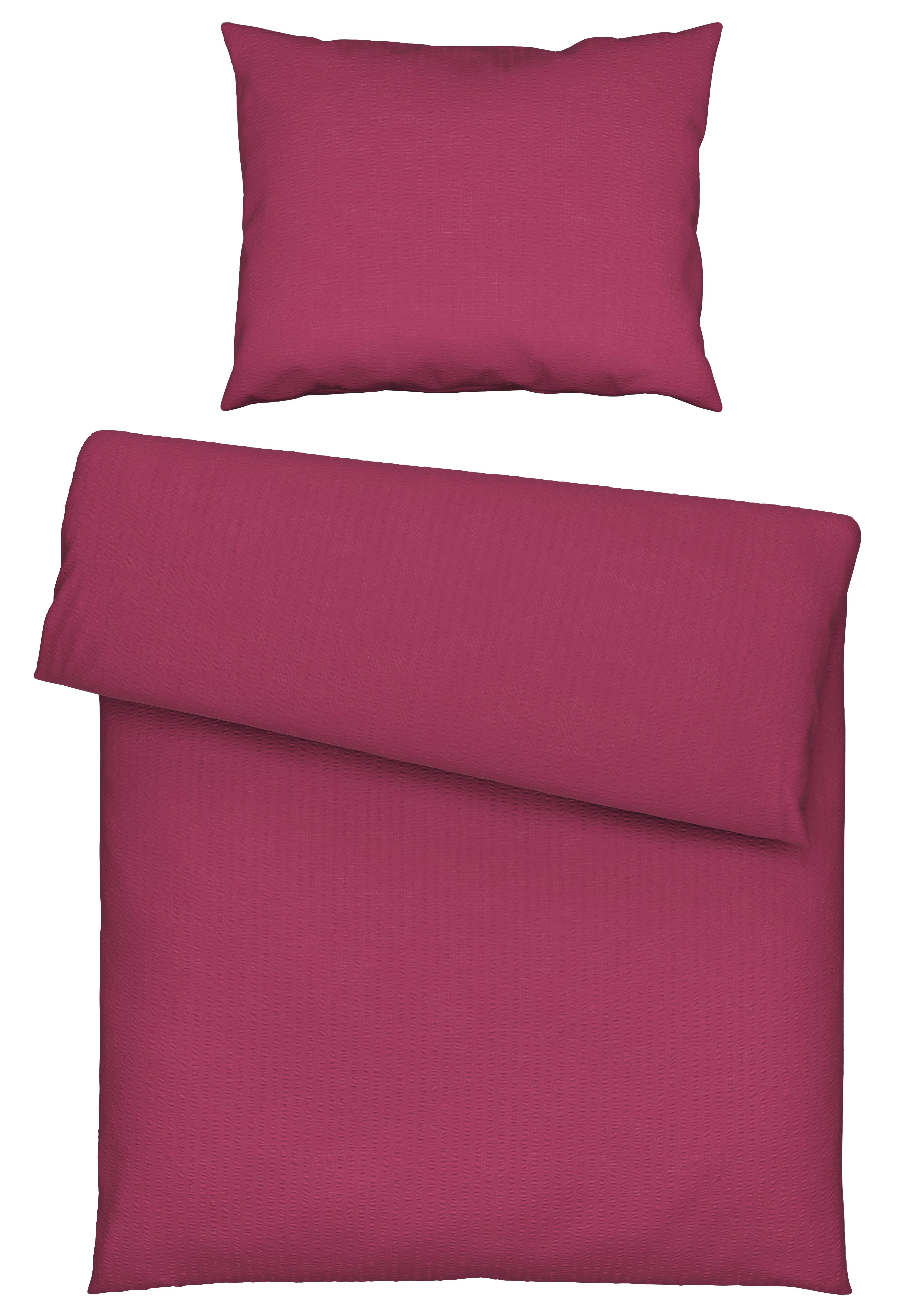 Seersucker Bettwäsche 140x200 cm Milena Baumwolle Beere