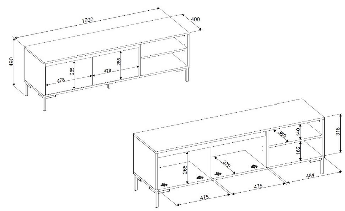 Tv-lowboard Korsika 150 Cm Eiche Artisan Dekor - Anthrazit/Eiche Artisan, Design, Holzwerkstoff (150/49/40cm) - MID.YOU