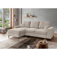 Eckschlafsofa Zona, Beige S: 143x237 Cm - Beige/Schwarz, KONVENTIONELL, Textil (143/237cm) - Livetastic