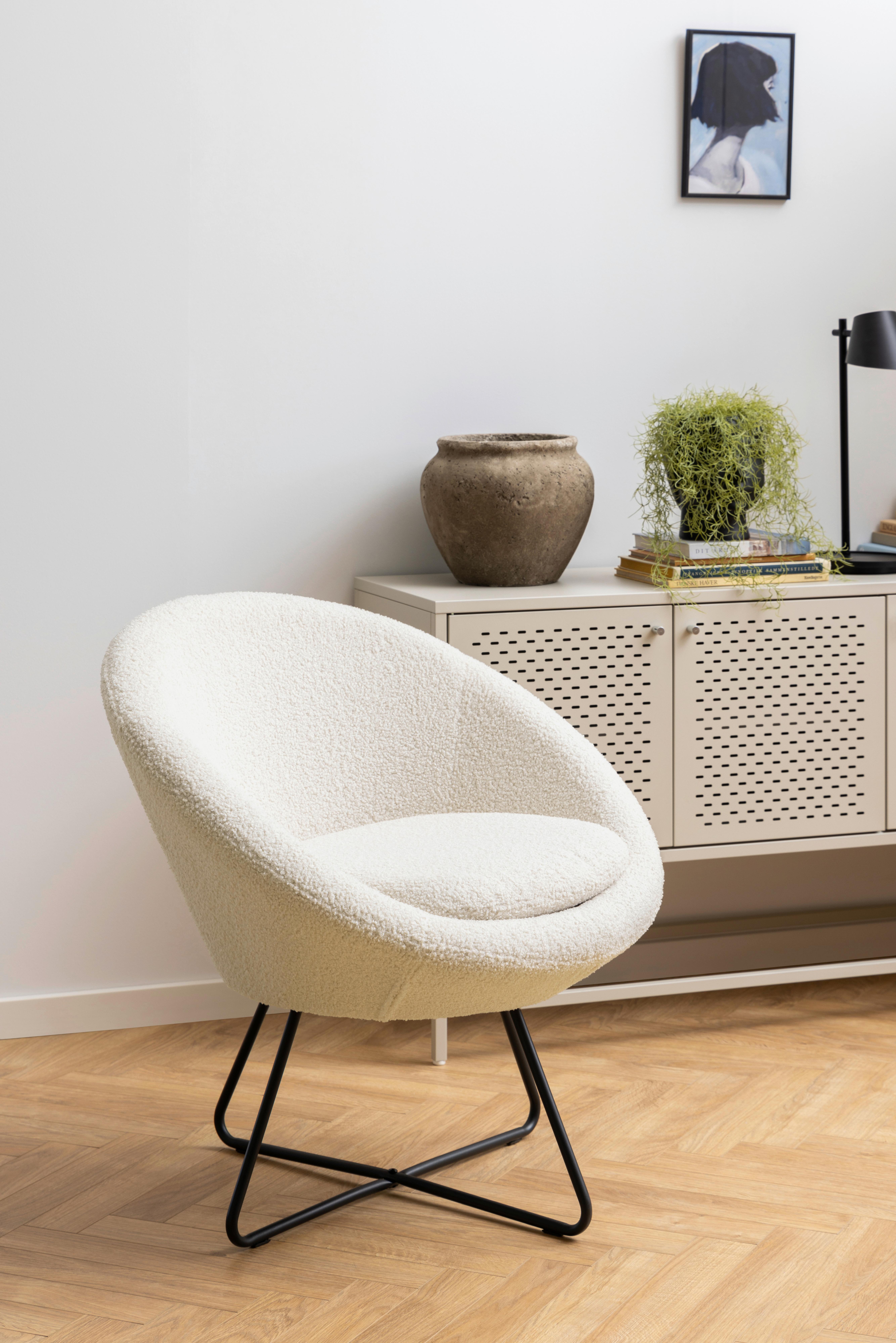 Sessel Center - Creme/Schwarz, Design, Textil (82/81/71cm) - Livetastic