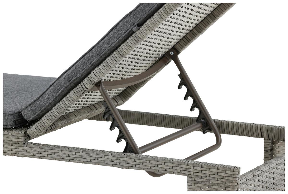 Sonnenliege London Kunststoff verstellbar - Grau, KONVENTIONELL, Kunststoff/Textil (60/32/196cm) - Gardenson