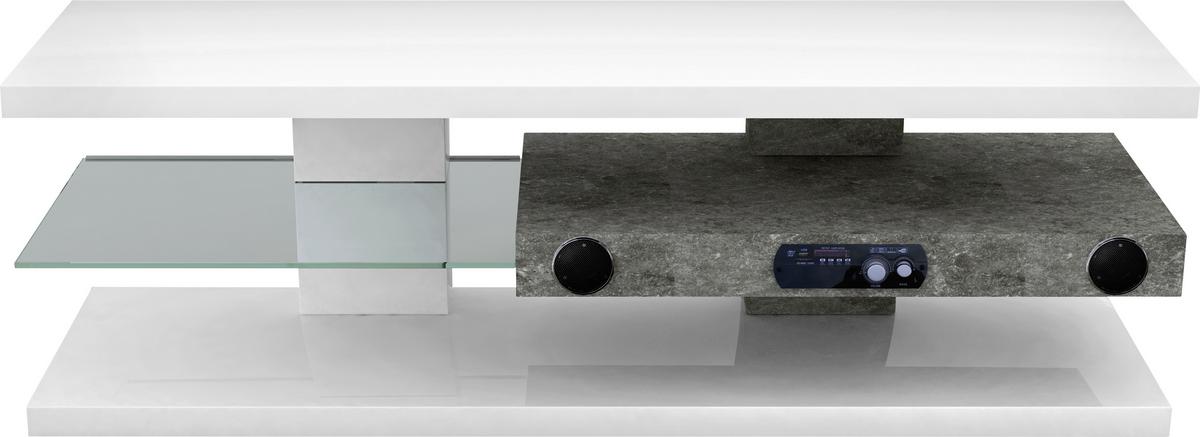 Phonotisch Adriano B: 140 cm Weiß, Glas - Weiß, MODERN, Glas/Holzwerkstoff (140/45/39cm)