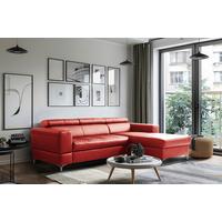 Ecksofa Torino Teilleder Rot 247x173 - Rot/Schwarz, Design, Leder/Textil (247/173cm) - Livetastic