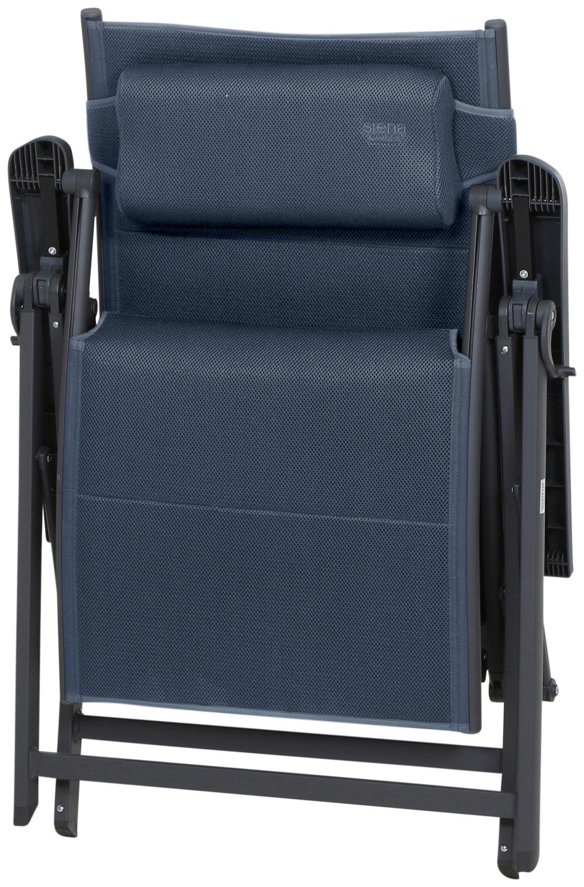 Garten-Relaxliege Aluminium verstellbar - Anthrazit/Dunkelblau, KONVENTIONELL, Textil/Metall (69/124/84cm) - Siena Garden