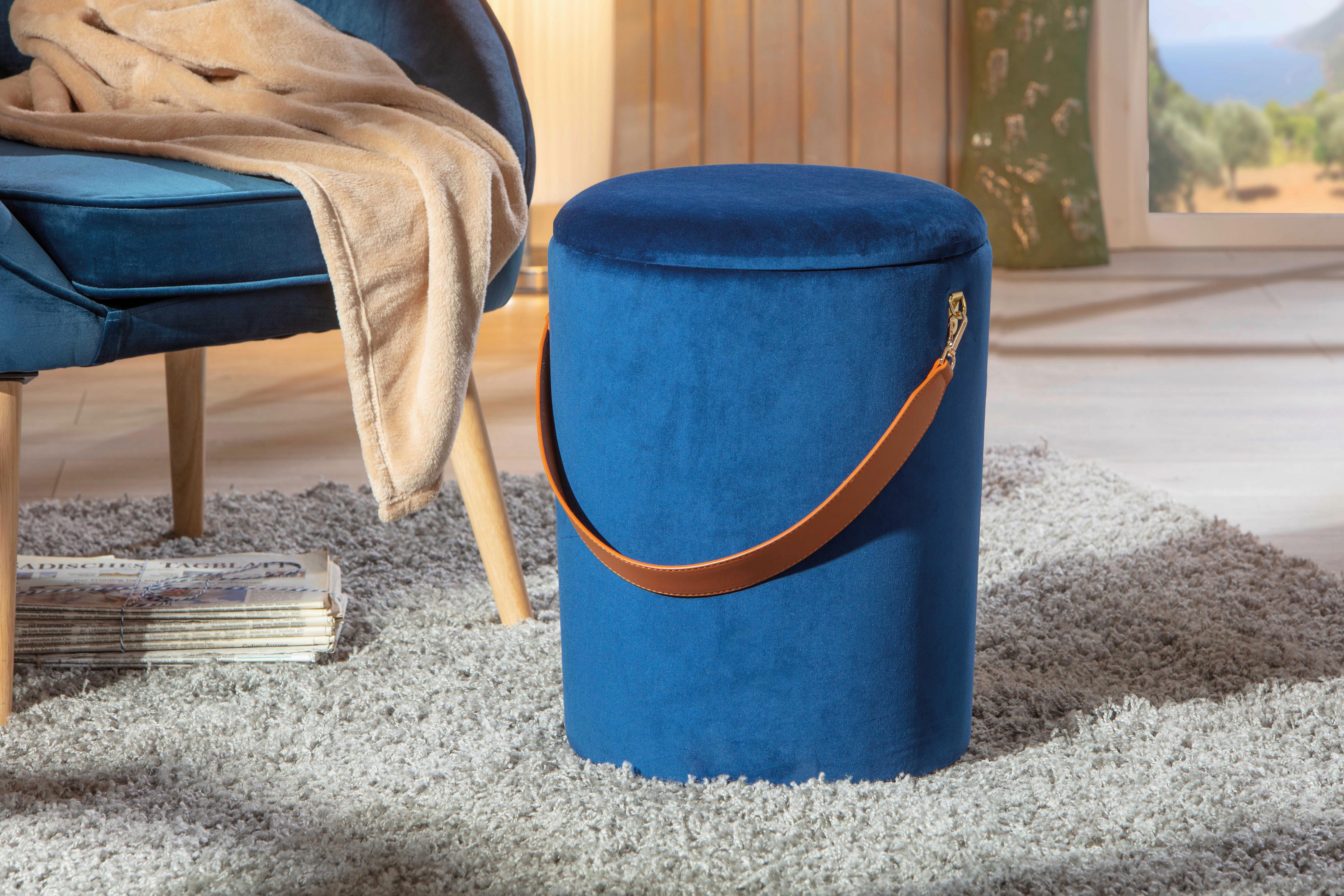 Hocker Papua - Blau, Design, Textil (35/45/35cm) - Livetastic