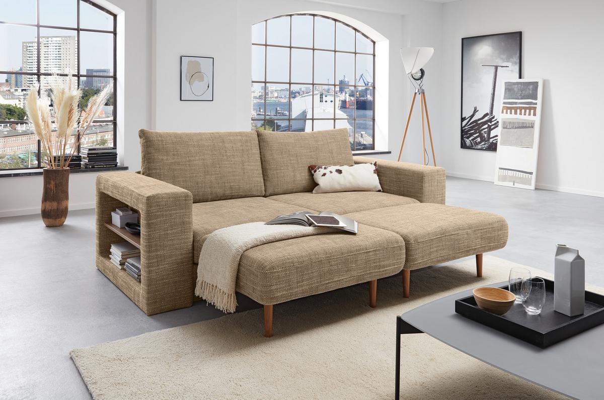 Viersitzer-Sofa Looks V-2 - Eichefarben/Beige, Design, Textil (252/96/107cm) - LOOKS by W.Joop