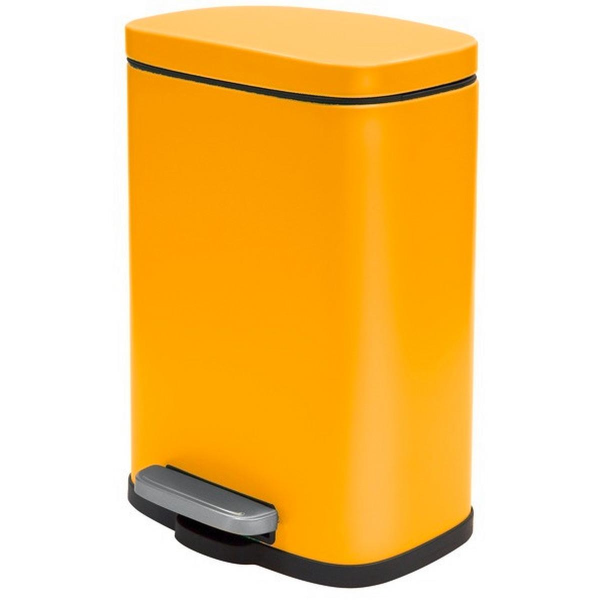 Treteimer Akira 5l Currygelb Metall LxBxH: 21,4x17,6x30 cm - Currygelb/Schwarz, Basics, Kunststoff/Metall (21,4/17,6/30cm)