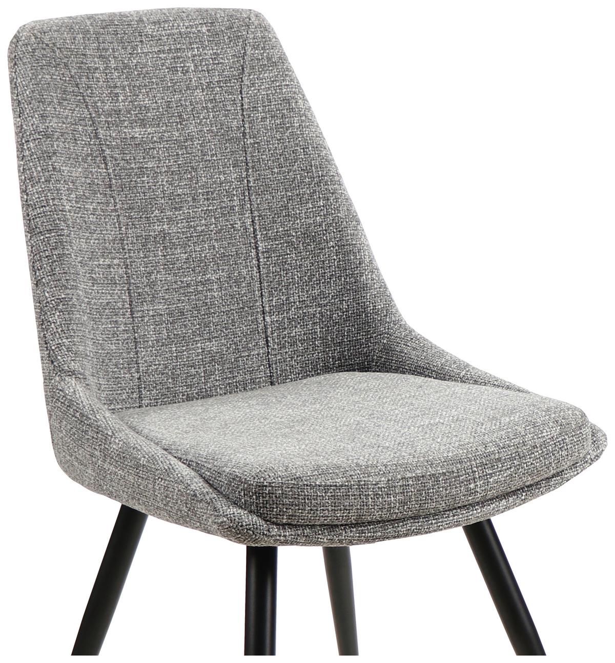Esszimmerstuhl Corinna Grau Gepolstert - Schwarz/Grau, MODERN, Holz/Textil (49/88/59cm) - MID.YOU
