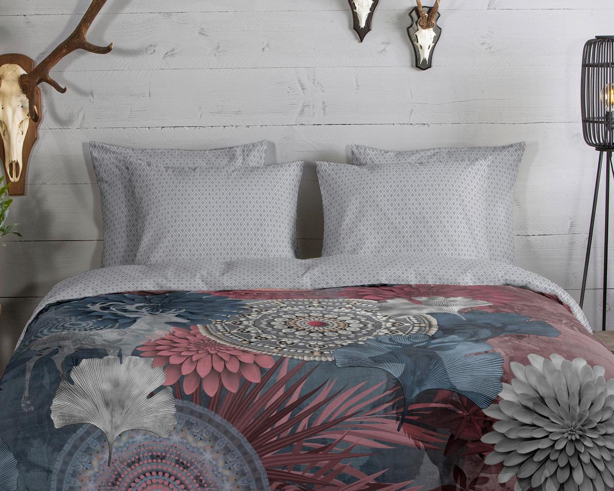 BETTWÄSCHE MAKENNA - Bordeaux/Anthrazit, Basics, Textil (140/200cm)