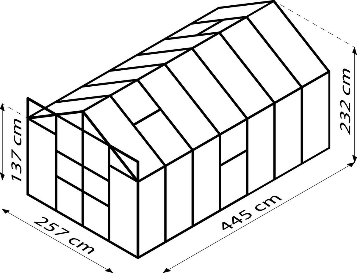 Gewächshausbausatz Meridian 2 11500 Hkp6mm - Grün, Basics, Kunststoff/Metall (257/231,8/445cm)