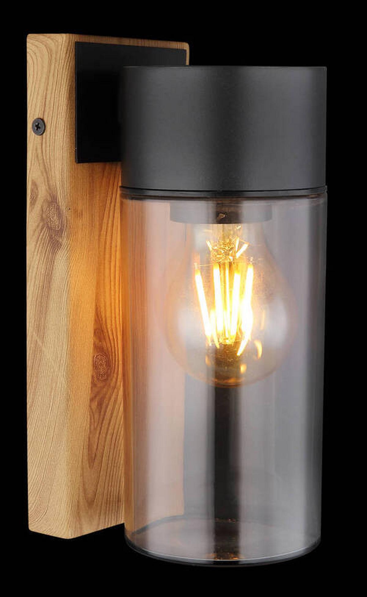 Außenleuchte 31975 - Schwarz, Natur, Glas/Metall (9/22,5cm) - Globo