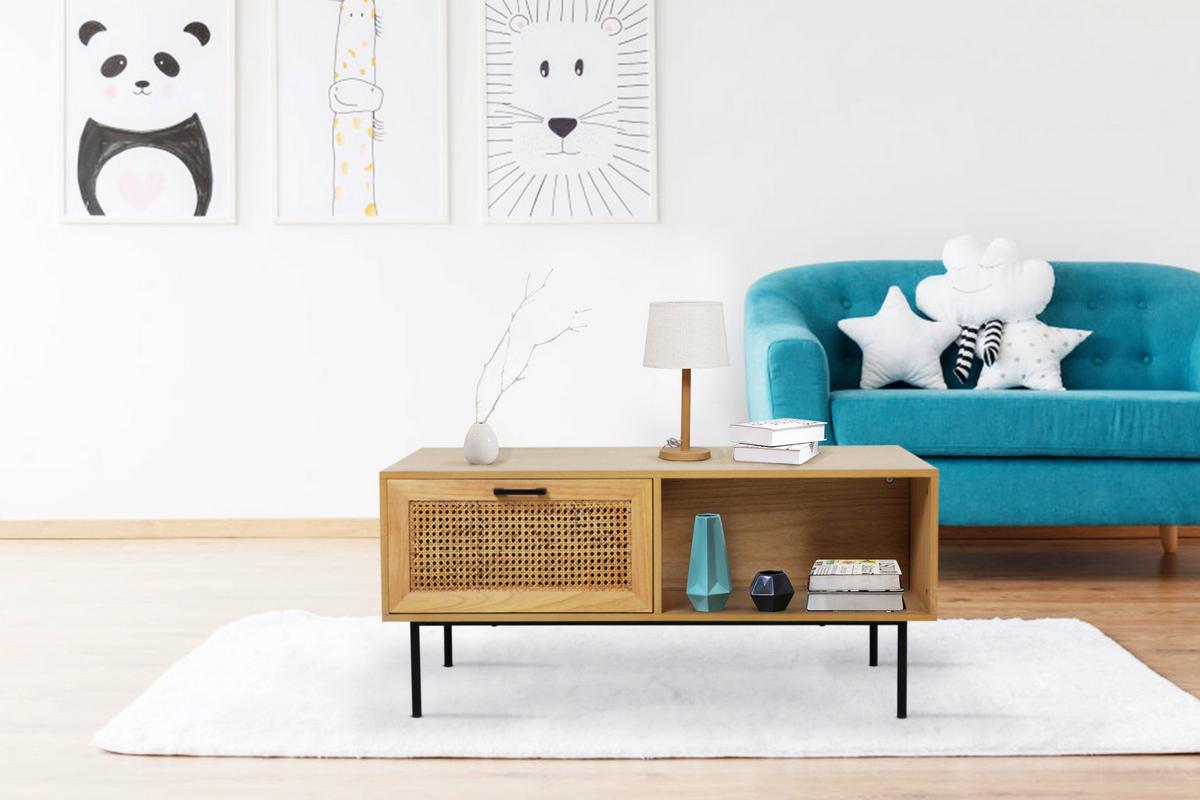 Couchtisch Naturfarben/schwarz B: 110 Cm - Schwarz/Naturfarben, Design, Holz/Holzwerkstoff (110/59/50cm) - Livetastic