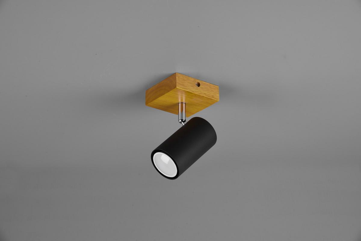 Strahler Spot Marley 1-Flammig verstellbar L: 9 cm - Schwarz, Design, Holz/Metall (9/16/12cm) - Trio Leuchten