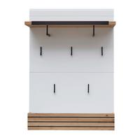 Garderobenpaneel Fresno Weiß/Eiche Artisan, B: 80 cm - Schwarz/Weiß, Design, Holzwerkstoff (80/114/33cm) - Livetastic