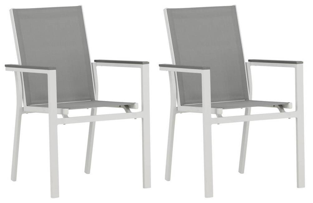 Gartensessel-Set 2-Tlg. Parma Metall/Textil - Weiß/Grau, KONVENTIONELL, Textil/Metall (57/90/60cm) - Gardenson