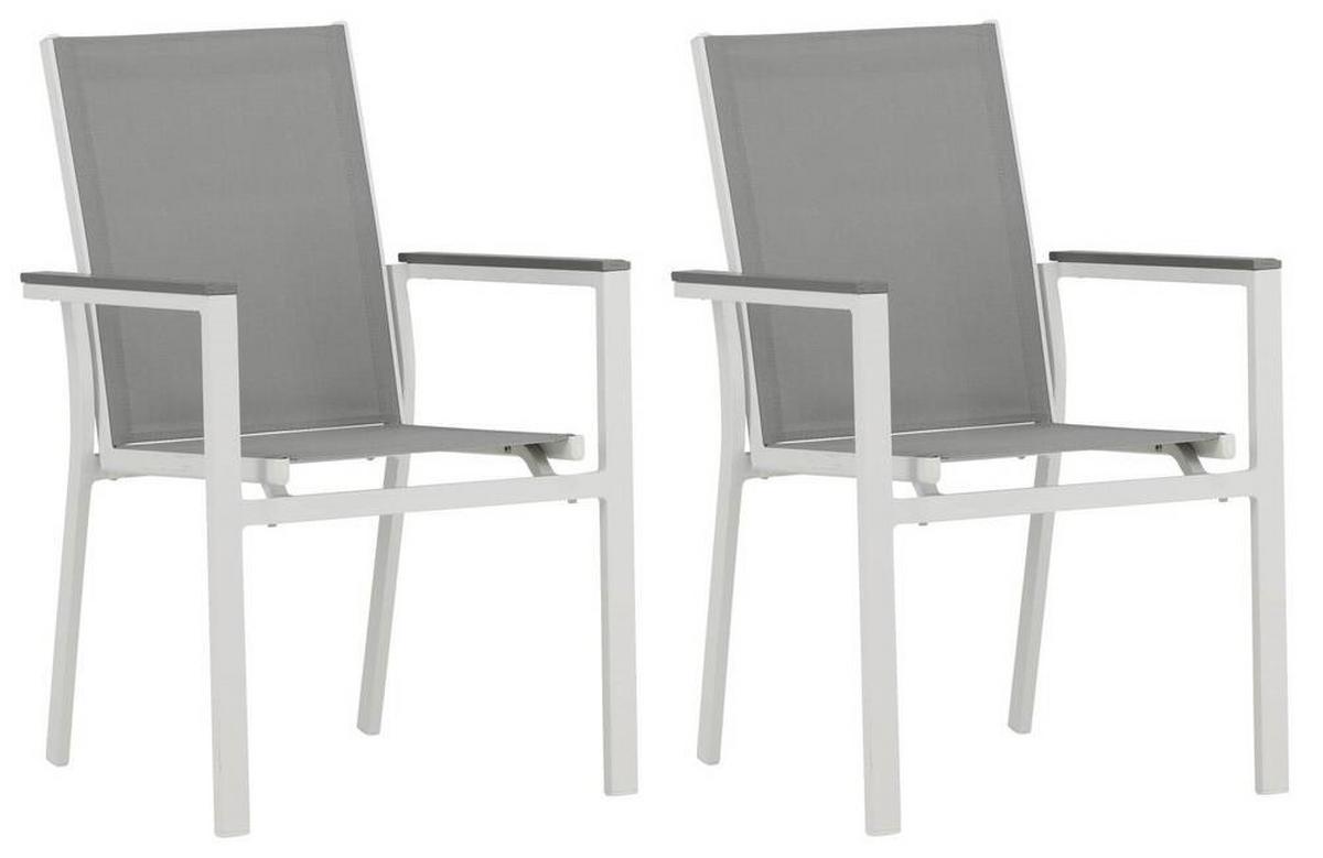 Gartensessel-set 2-tlg. Parma Metall/textil - Weiß/Grau, KONVENTIONELL, Textil/Metall (57/90/60cm) - Gardenson