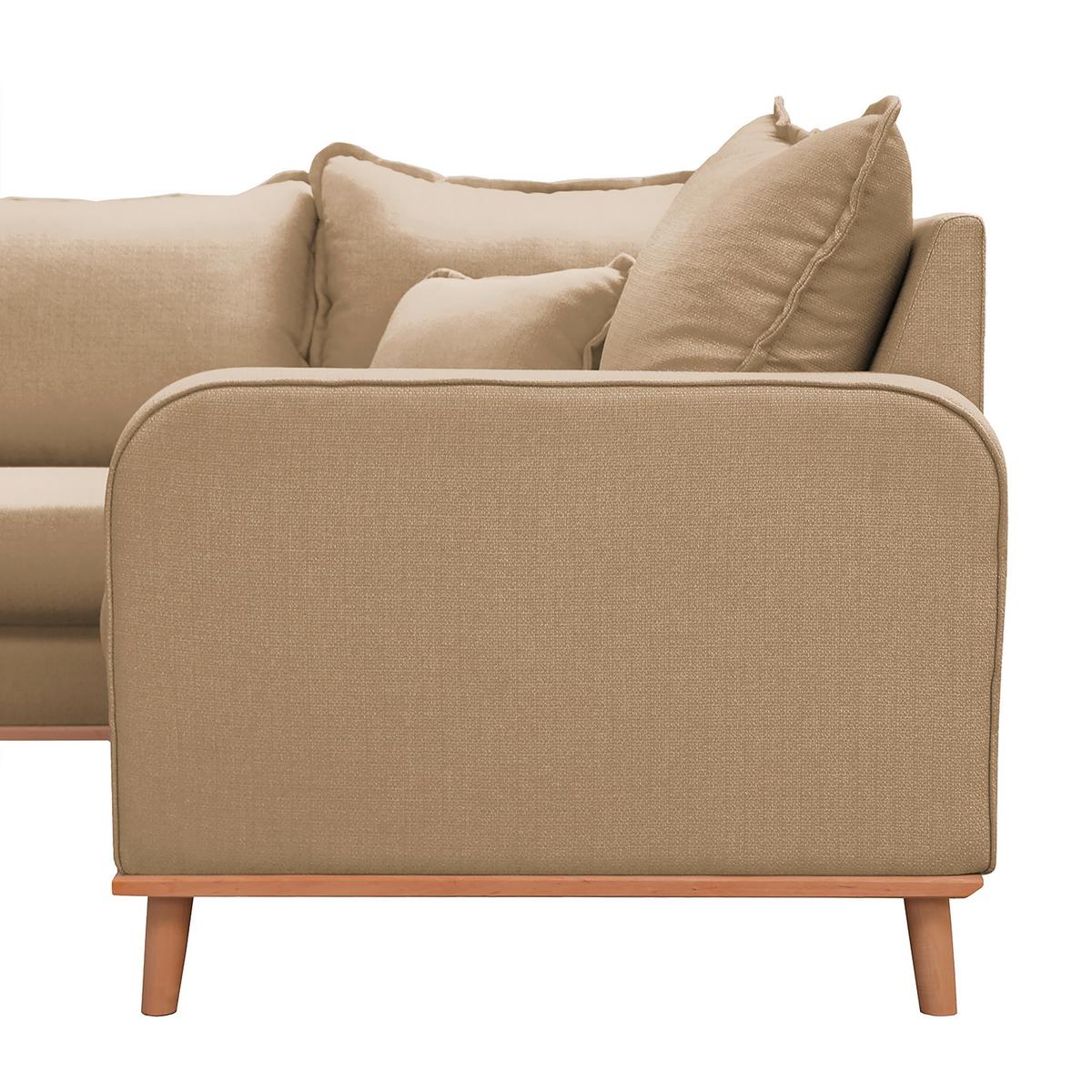 Wohnlandschaft Beata Sandfarben U: 170x296x167 cm - Sandfarben/Wengefarben, Design, Textil (170/296/167cm) - Livetastic