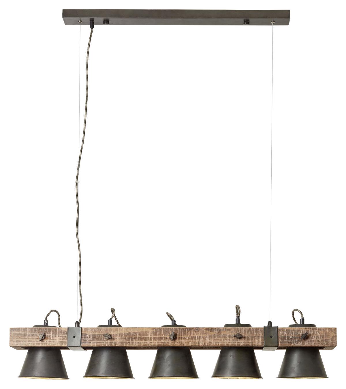 Hängeleuchte 82175/46 Plow - Schwarz, Natur, Holz/Metall (95/20/115cm) - Brilliant