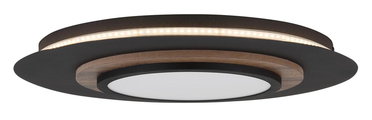 LED-Deckenleuchte Kory Schwarz Weiß Dunkelbraun - Dunkelbraun/Schwarz, Natur, Holzwerkstoff/Kunststoff (48/5,6cm) - Globo