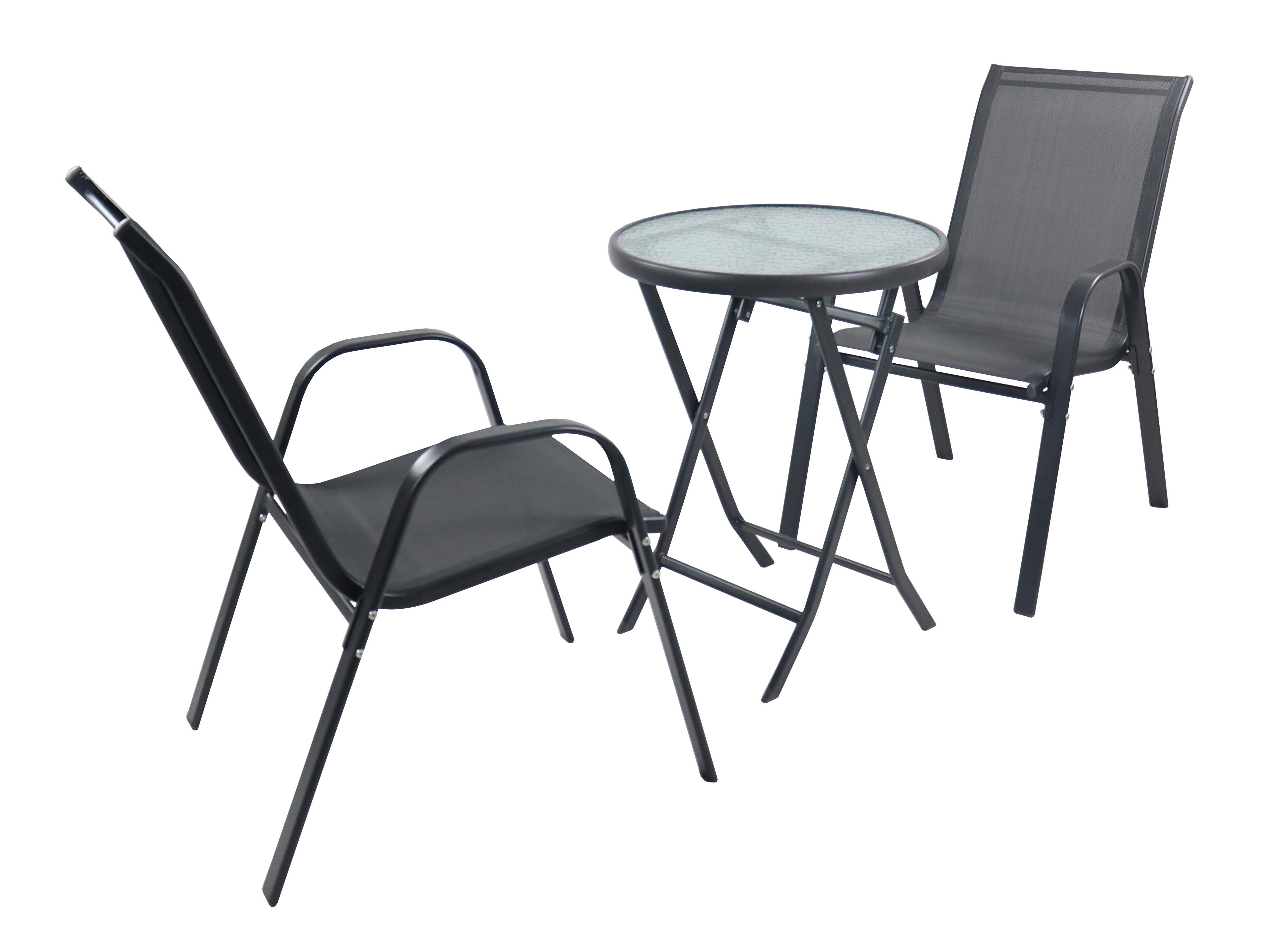 Gartenset Sonlas L 3-teilig Anthrazit - Anthrazit, MODERN, Glas/Metall - MID.YOU