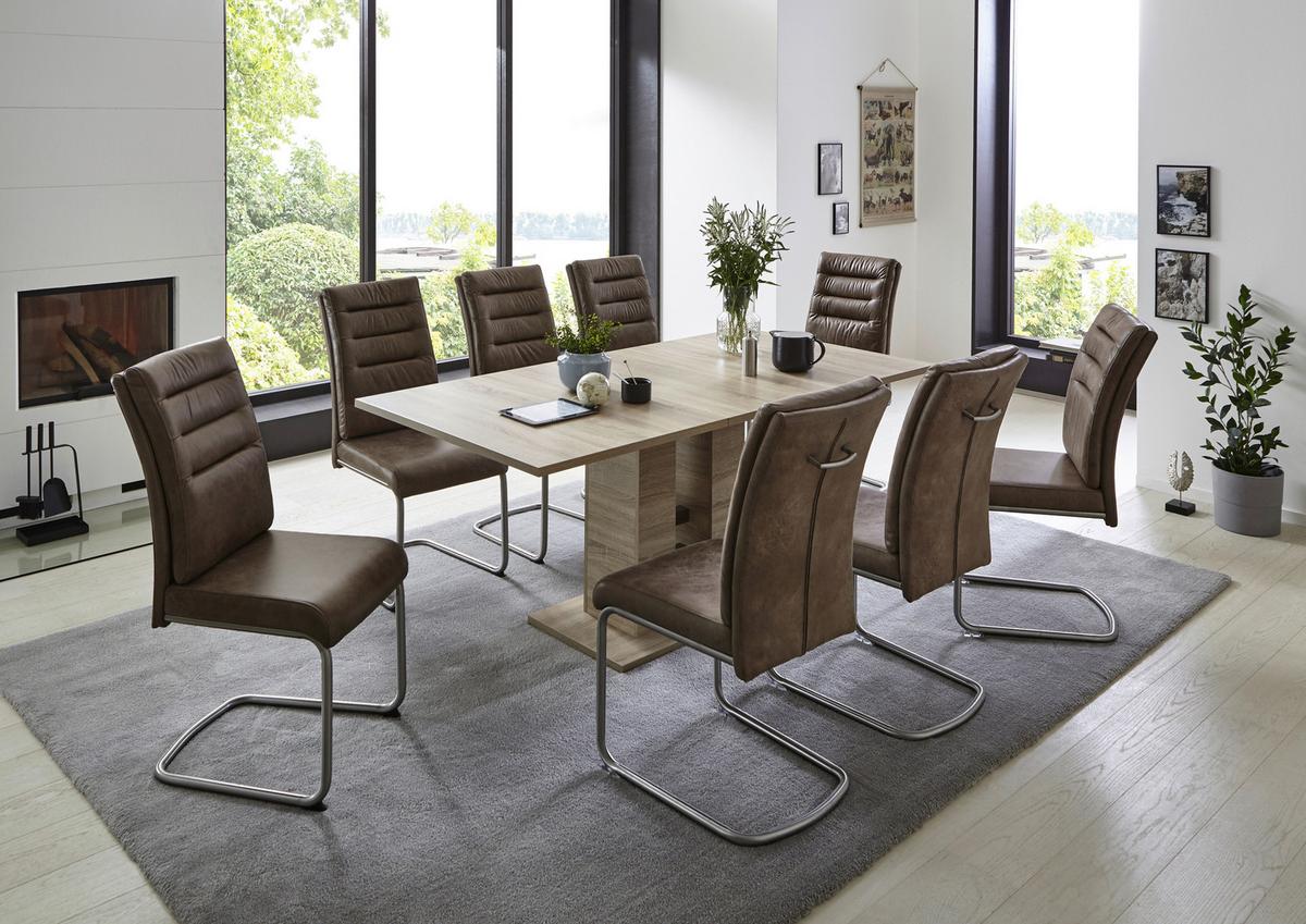 Schwingstuhl-Set Paula S - Edelstahlfarben/Schlammfarben, MODERN, Textil/Metall (45/102/65cm) - MID.YOU