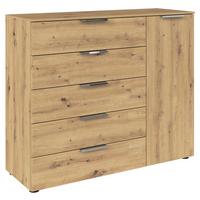 Kommode Flipp Eiche/chromfarben B: 120 Cm - Chromfarben/Schwarz, MODERN, Holzwerkstoff (120/100/42cm) - Rauch Möbel