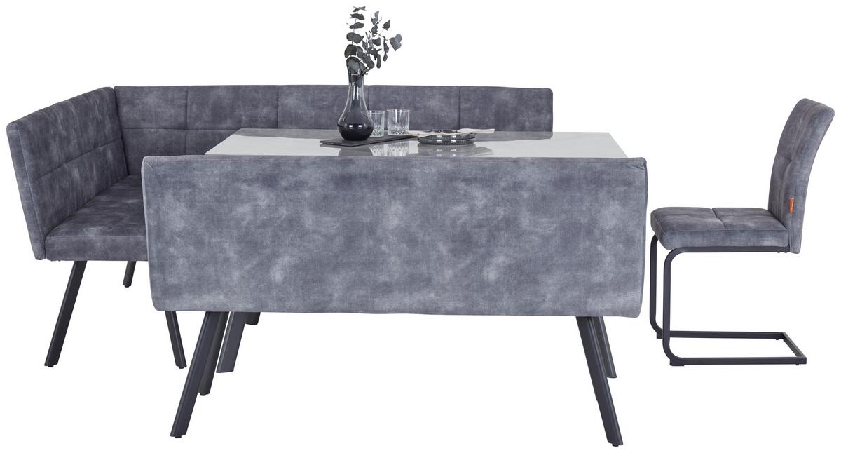Eckbank Grau / Schwarz Milos 150x190 cm - Schwarz/Grau, MODERN, Textil/Metall (150/190cm)