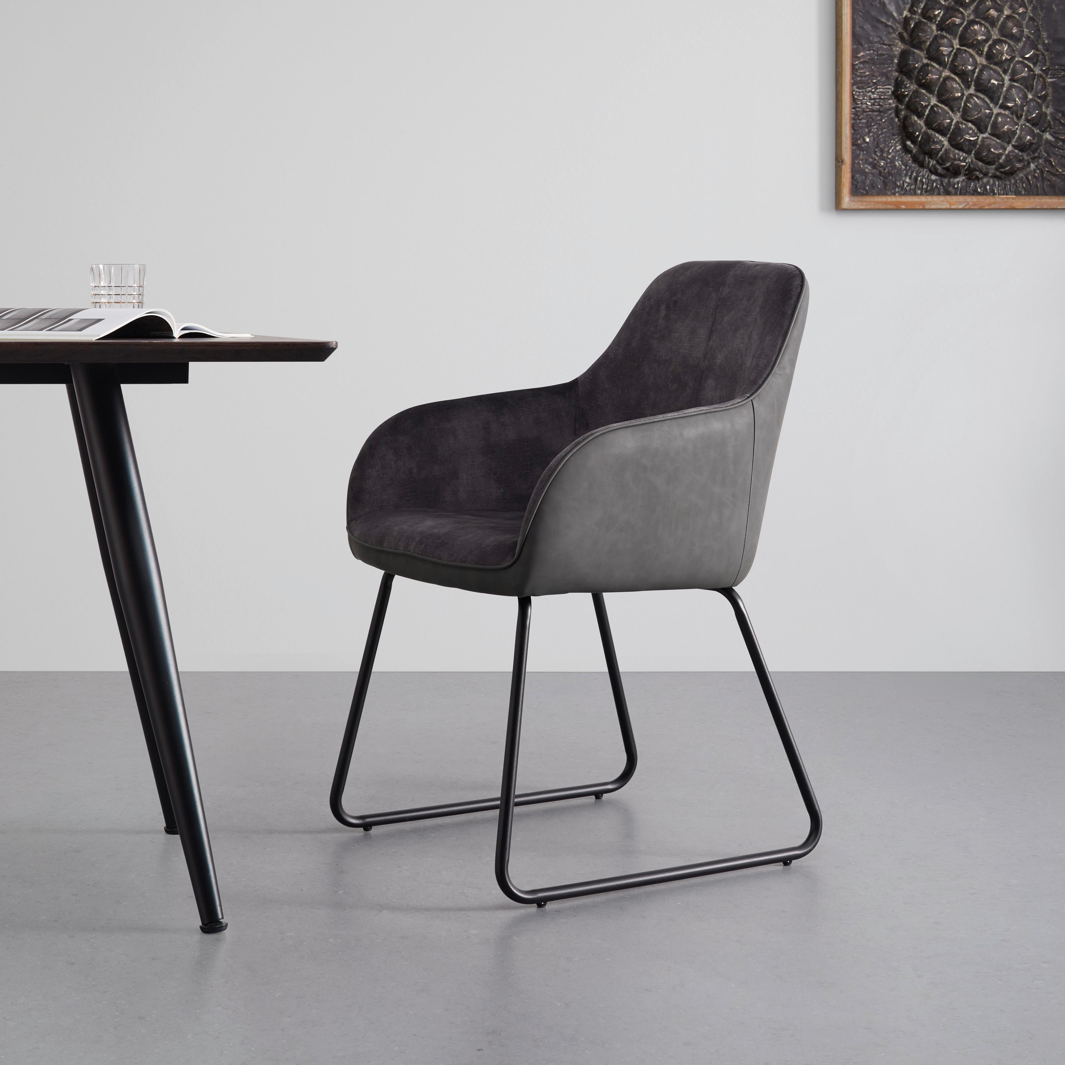 Židle s opěrkou DAJA šedá/tm.šedá - černá/světle šedá, Moderní, kov/dřevo (56/85/62cm) - Bessagi Home