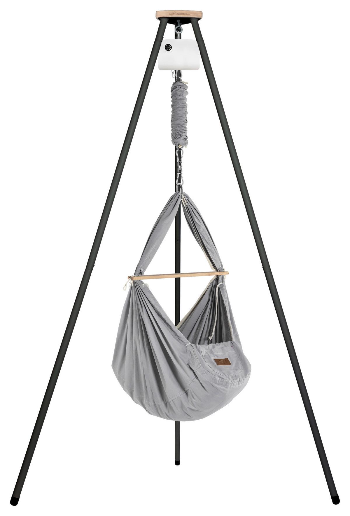 Federwiege Anthrazit/Grau - Anthrazit/Grau, Basics, Kunststoff/Textil (135/194/135cm) - SCHMUSEWOLKE