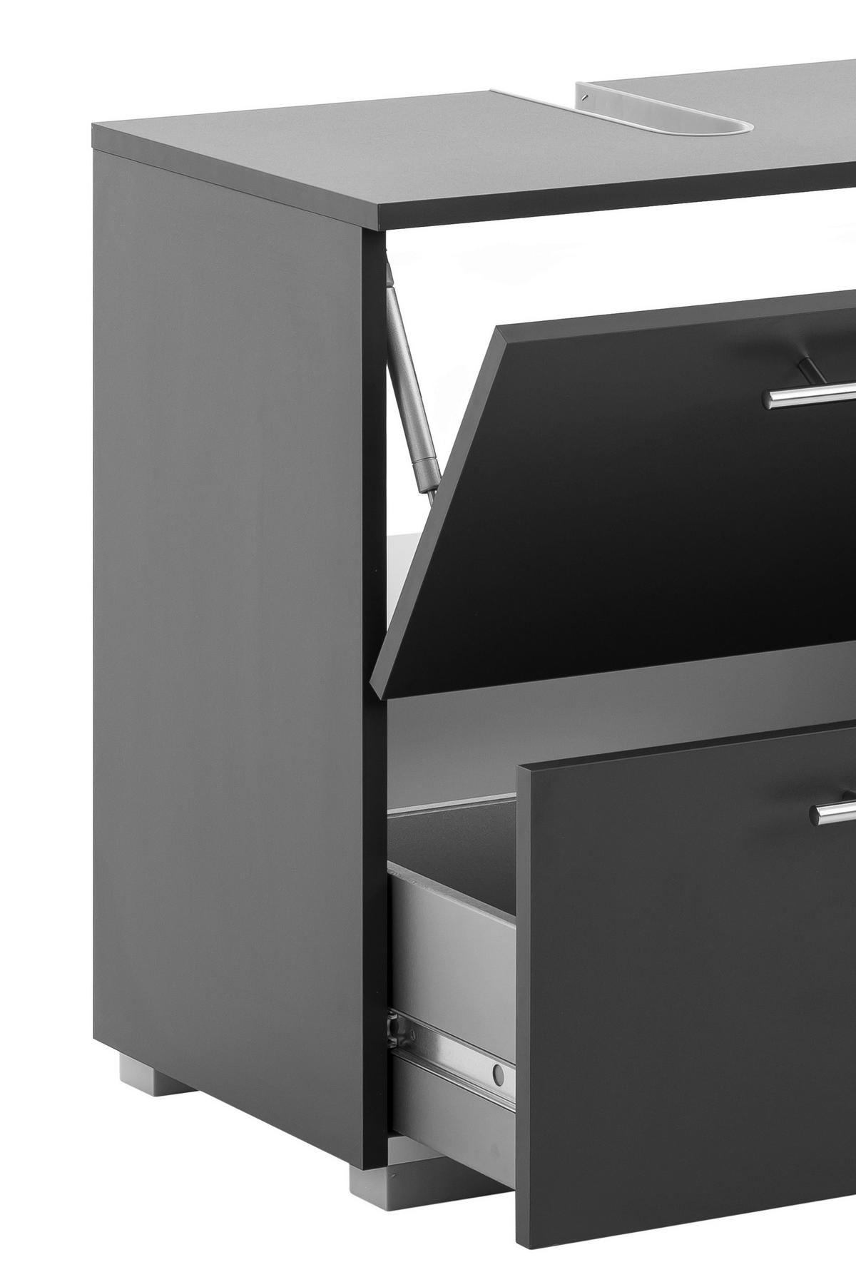 Waschbeckenunterschrank Carlos B: 80,2 cm Anthrazit - Anthrazit/Silberfarben, KONVENTIONELL, Holzwerkstoff (80,2/59,1/35cm) - MID.YOU