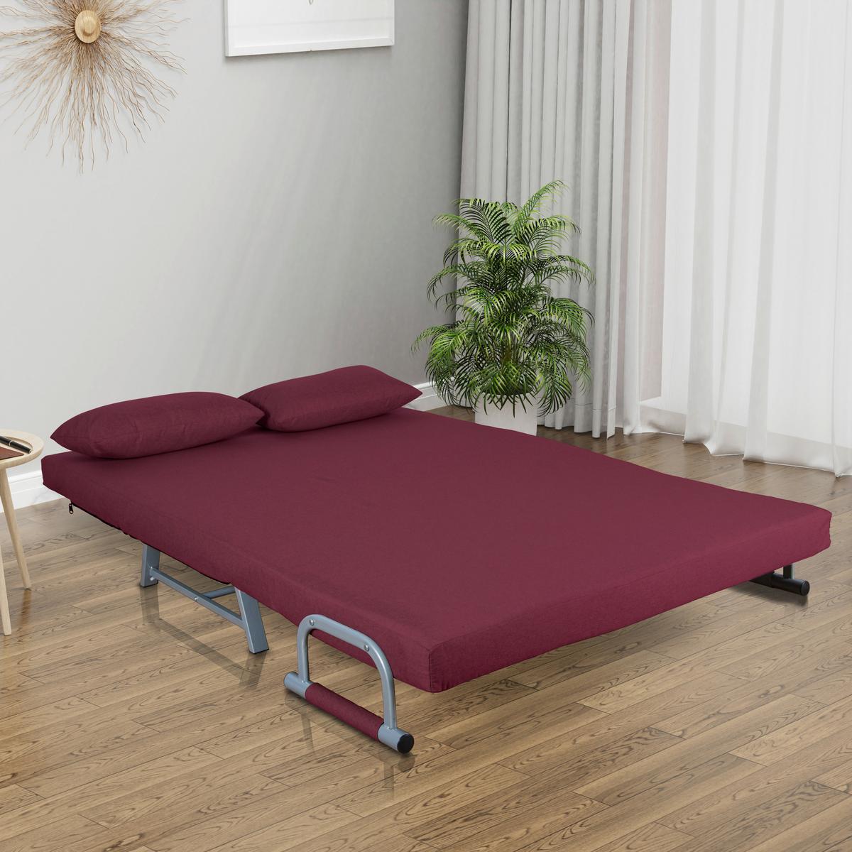 2-sitzer-sofa Mit Schlaffunktion Kolino B: 127cm - Rot/Grau, MODERN, Textil/Metall (127/95/78cm) - MID.YOU