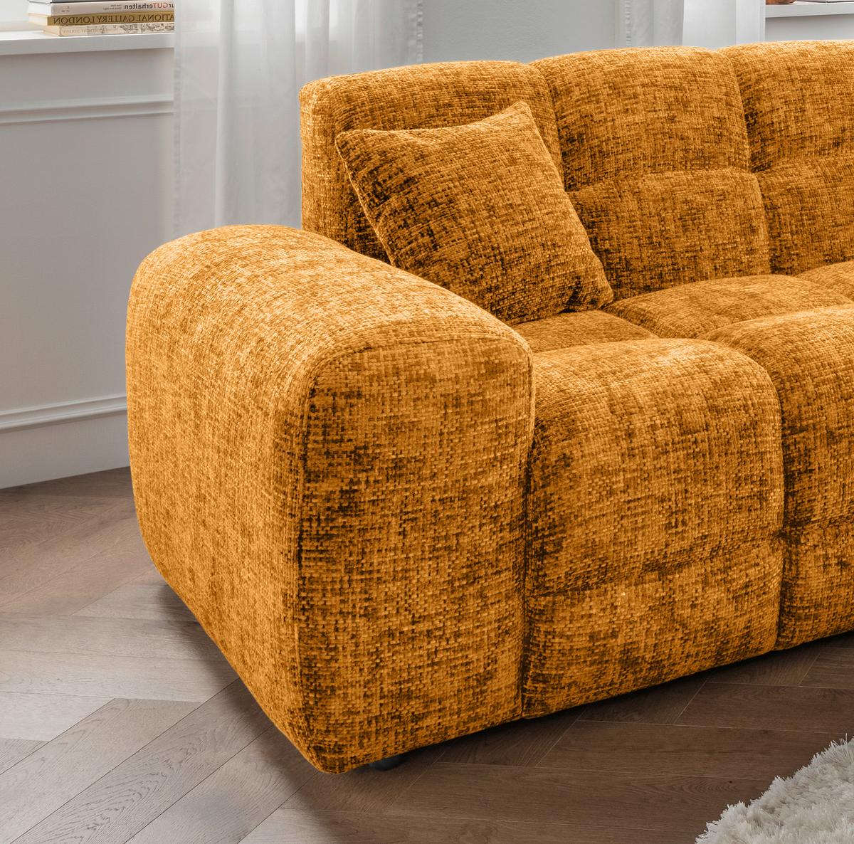 Ecksofa Bosco Goldfarben S: 301x152 cm - Goldfarben/Schwarz, MODERN, Textil (301/152cm) - Livetastic