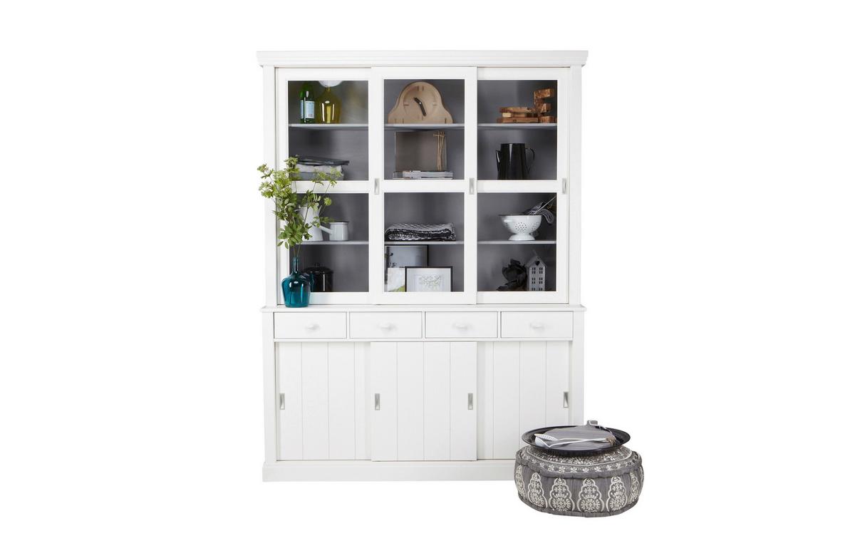 Vitrine Lagos Weiß B: 166 Cm - Weiß, Design, Glas/Holz (166/214/48cm) - Livetastic