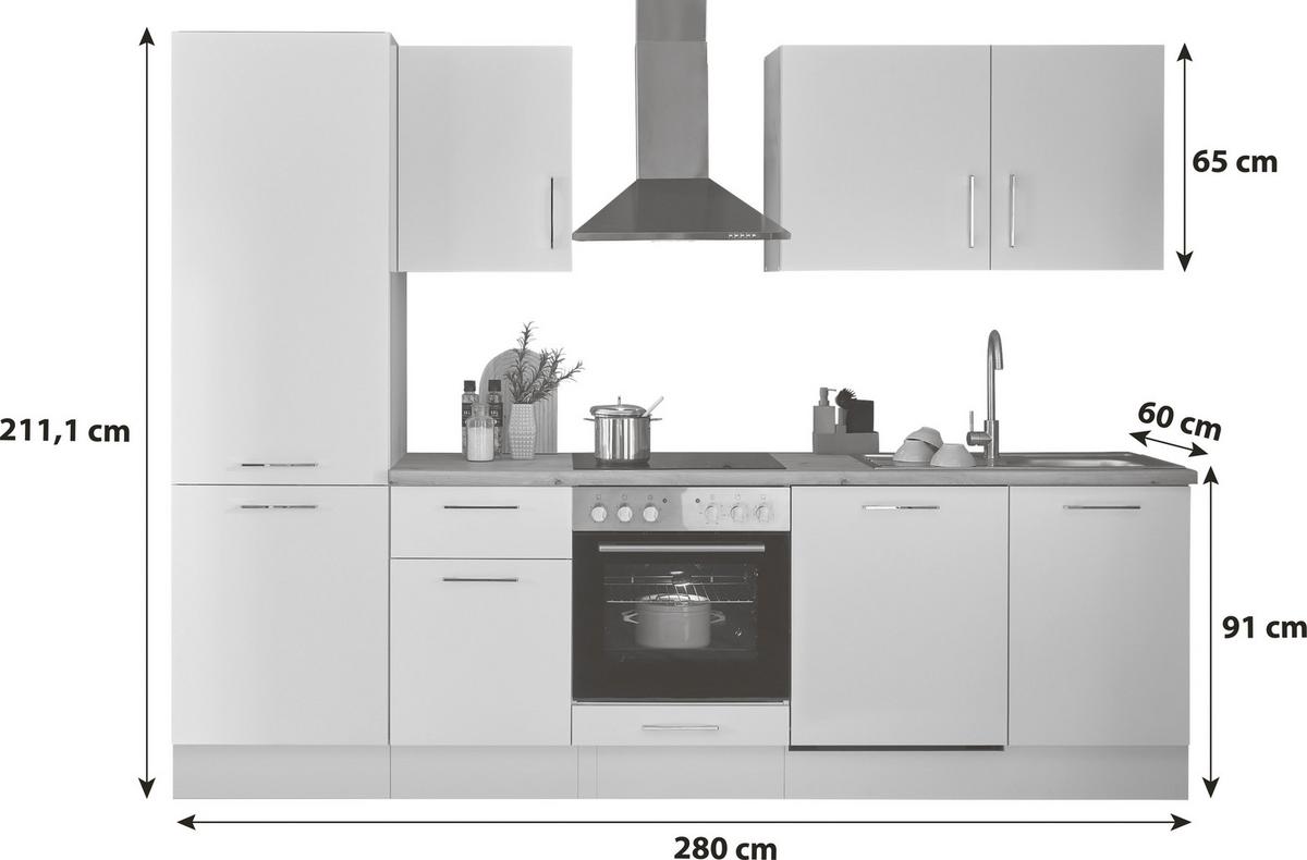 Küchenblock Turin Weiß/eiche Dekor B: 280 Cm - Weiß/Eiche Artisan, Basics, Holzwerkstoff (280cm) - P & B