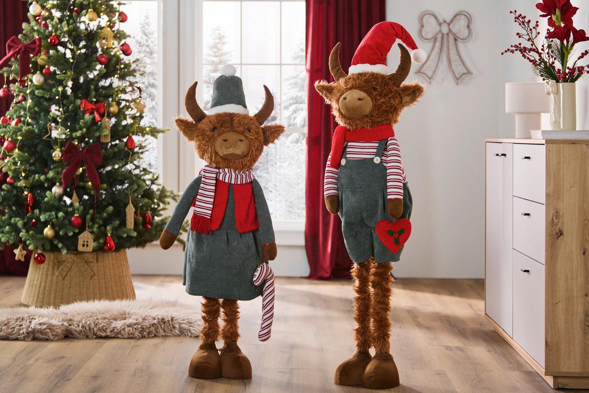 Dekoračný škriatok HIGHLAND COW -PAZ- - svetlohnedá/mätovozelená, kov/textil (42/137/25cm) - Mömax