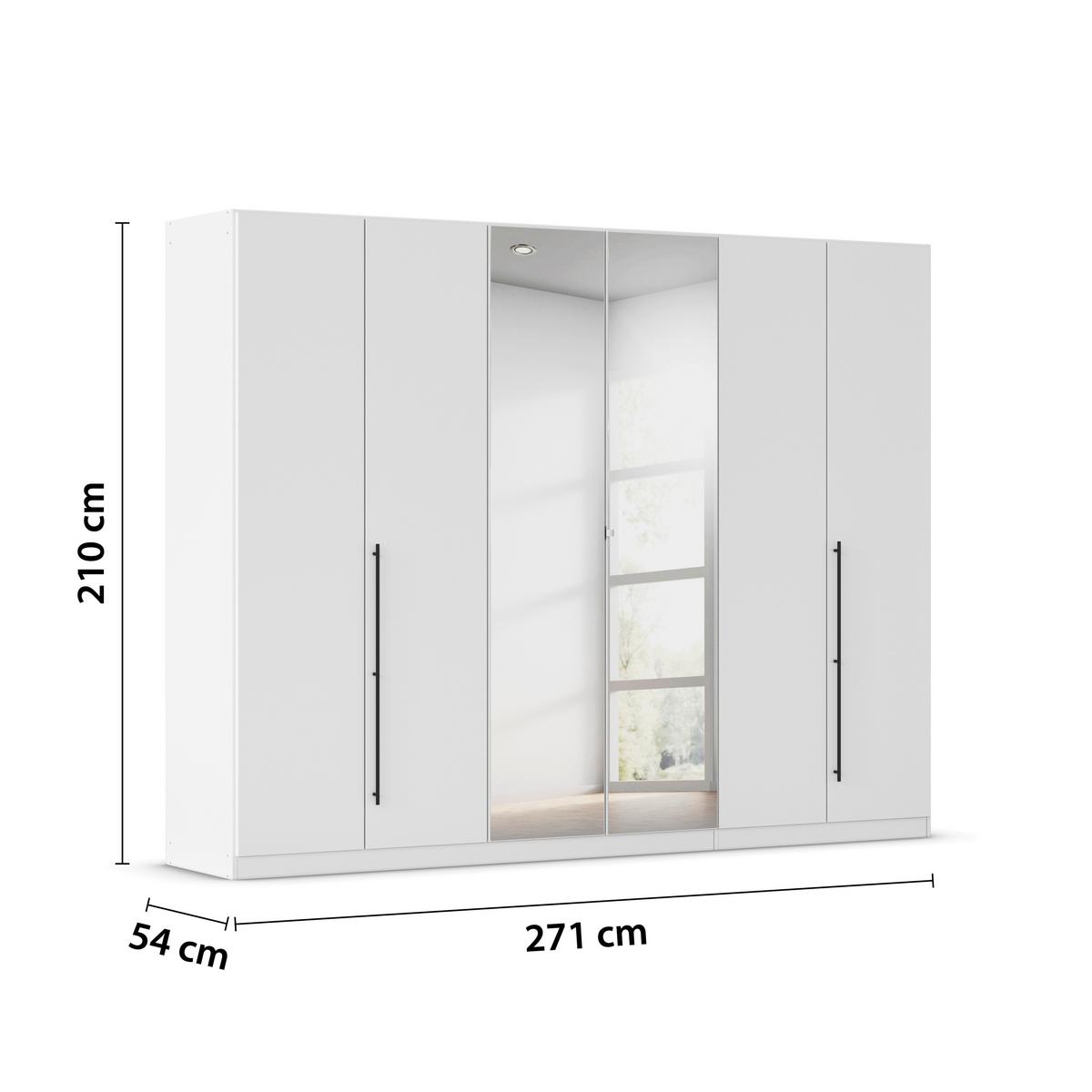 Kleiderschrank Safari mit Spiegel B: 271 cm - Weiß, KONVENTIONELL, Holzwerkstoff (271/210/54cm)