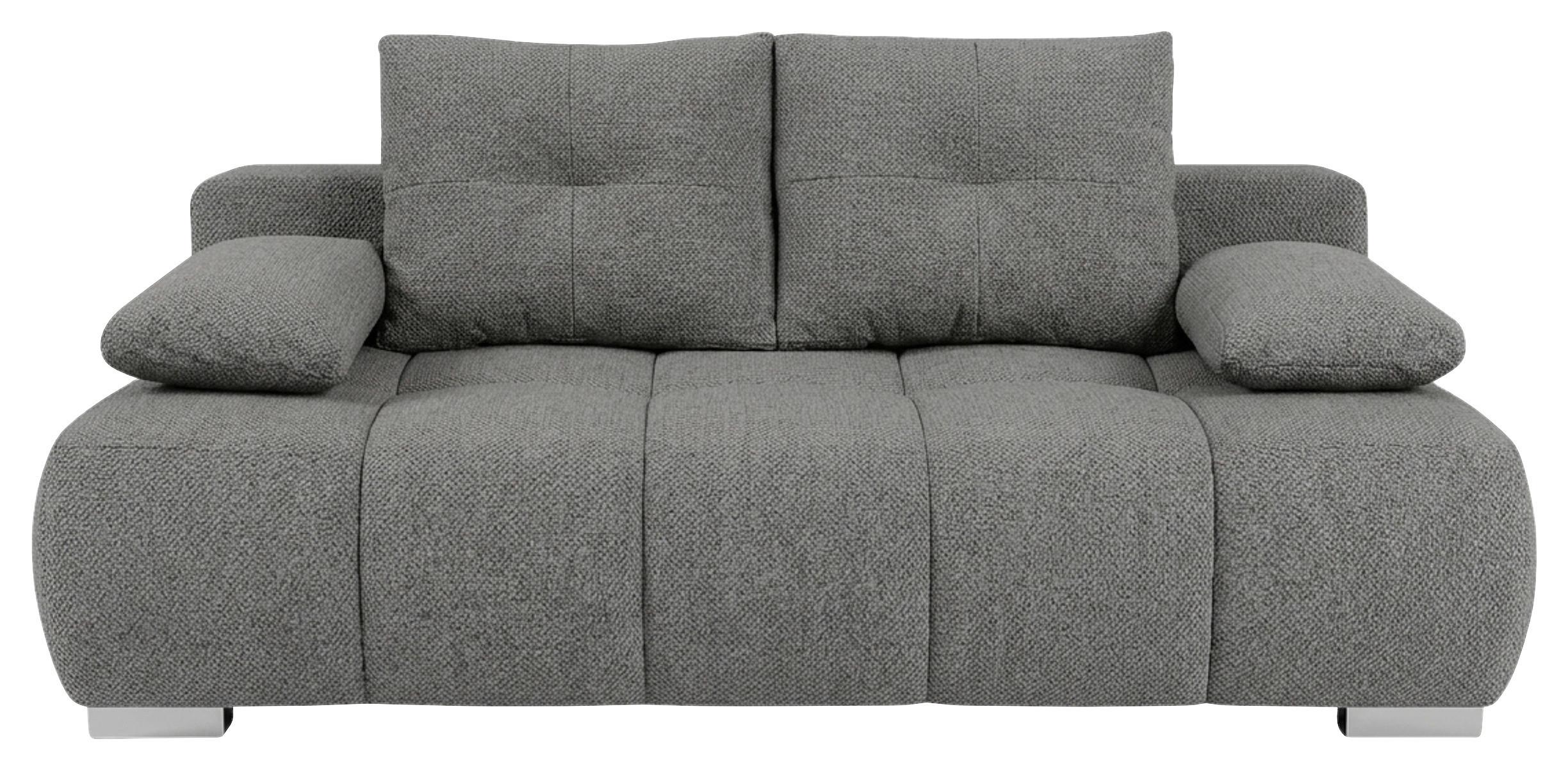 Boxspringová pohovka BUBBLE, tmavosivá - čierna/chrómová, Trend, kompozitné drevo/textil (206/90/105cm) - Luca Bessoni