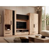 Szekrénysor Malaga - tölgyfa színű/fekete, Modern, faalapú anyag (320/200/50cm) - Best Price