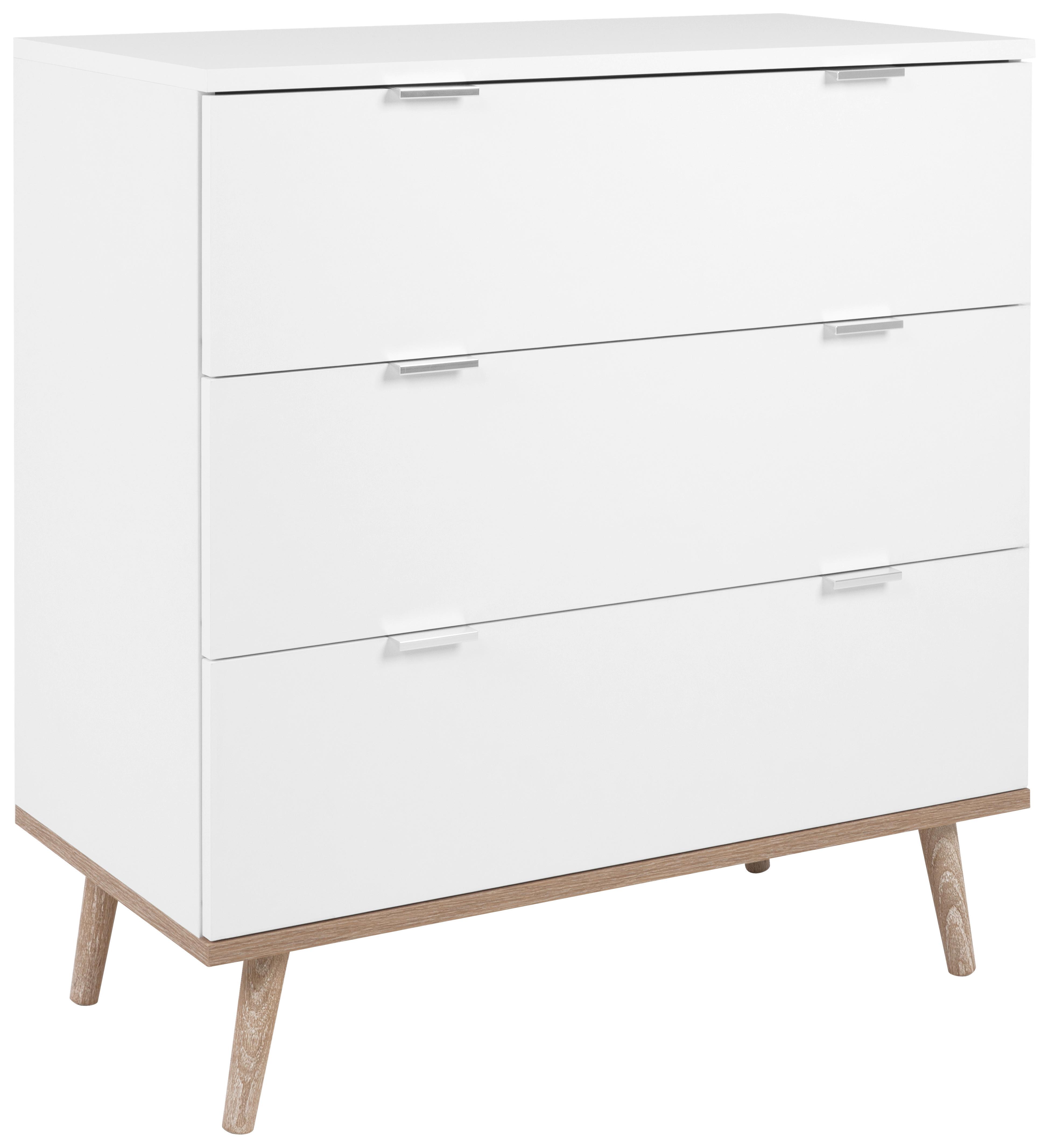 Kommode B 80 cm Göteborg, Weiß/Eiche Dekor - Weiß/Sonoma Eiche, KONVENTIONELL, Holzwerkstoff (80/86,5/40cm) - MID.YOU