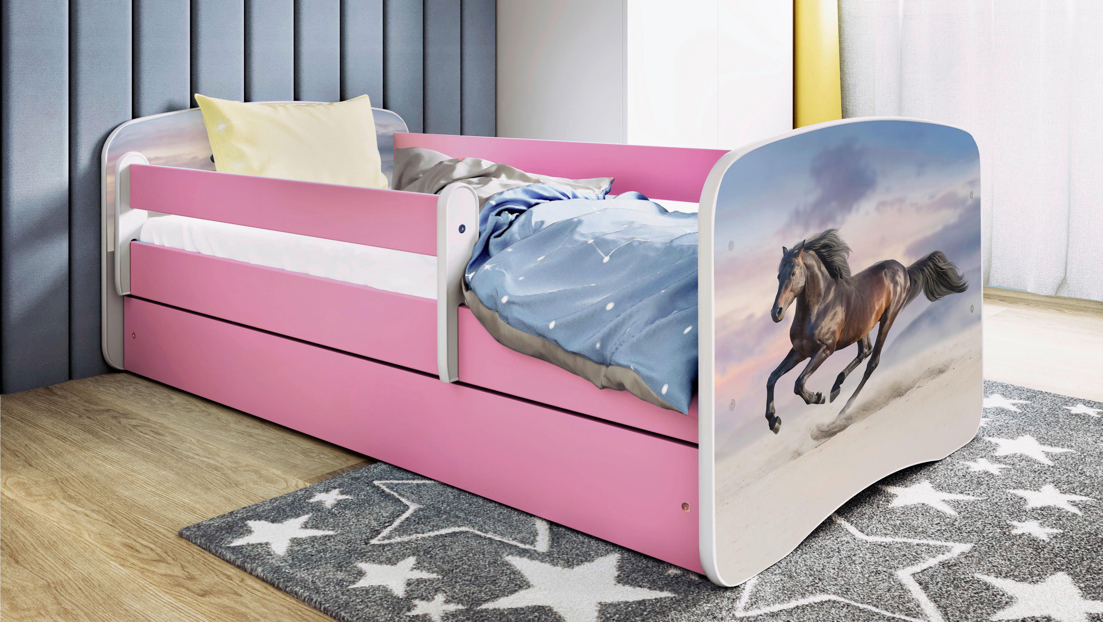 Kinder-/Juniorbett Babydreams inkl. Matratze 80x160 - Pink/Birkefarben, MODERN, Holz/Holzwerkstoff (80/160cm) - MID.YOU
