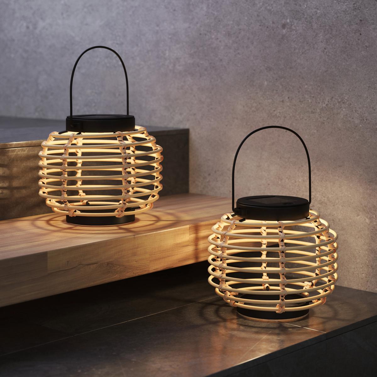 Solární svítidlo Zale - černá/přírodní barvy, Moderní, kov/plast (15,5/15-21,5cm) - Modern Living