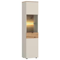 Vitrine Viona Kaschmir/Eiche Artisan B: 45cm - Kaschmir/Eiche Artisan, Basics, Glas/Holzwerkstoff (45/195/40cm)